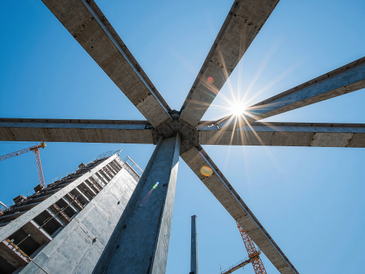 Specialized steel structure with unique architectural design, geometric patterns, artistic elements, creative construction project, innovative engineering